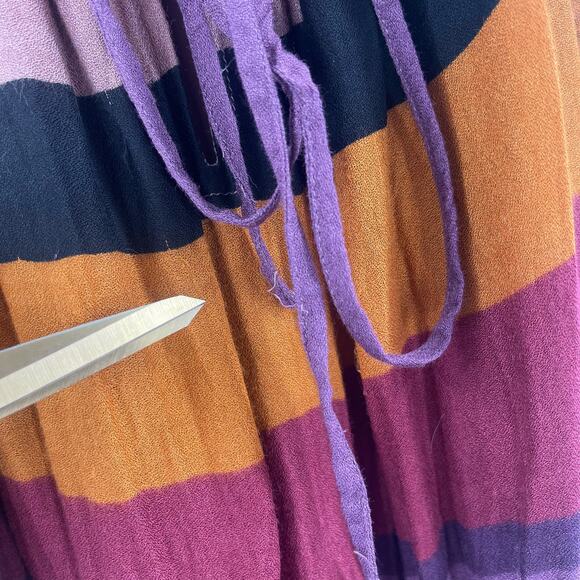 LOFT ANN TAYLOR Maxi Dress Size 8 Stripes Block Colorful Halter Tie Neck Casual - Picture 6 of 16